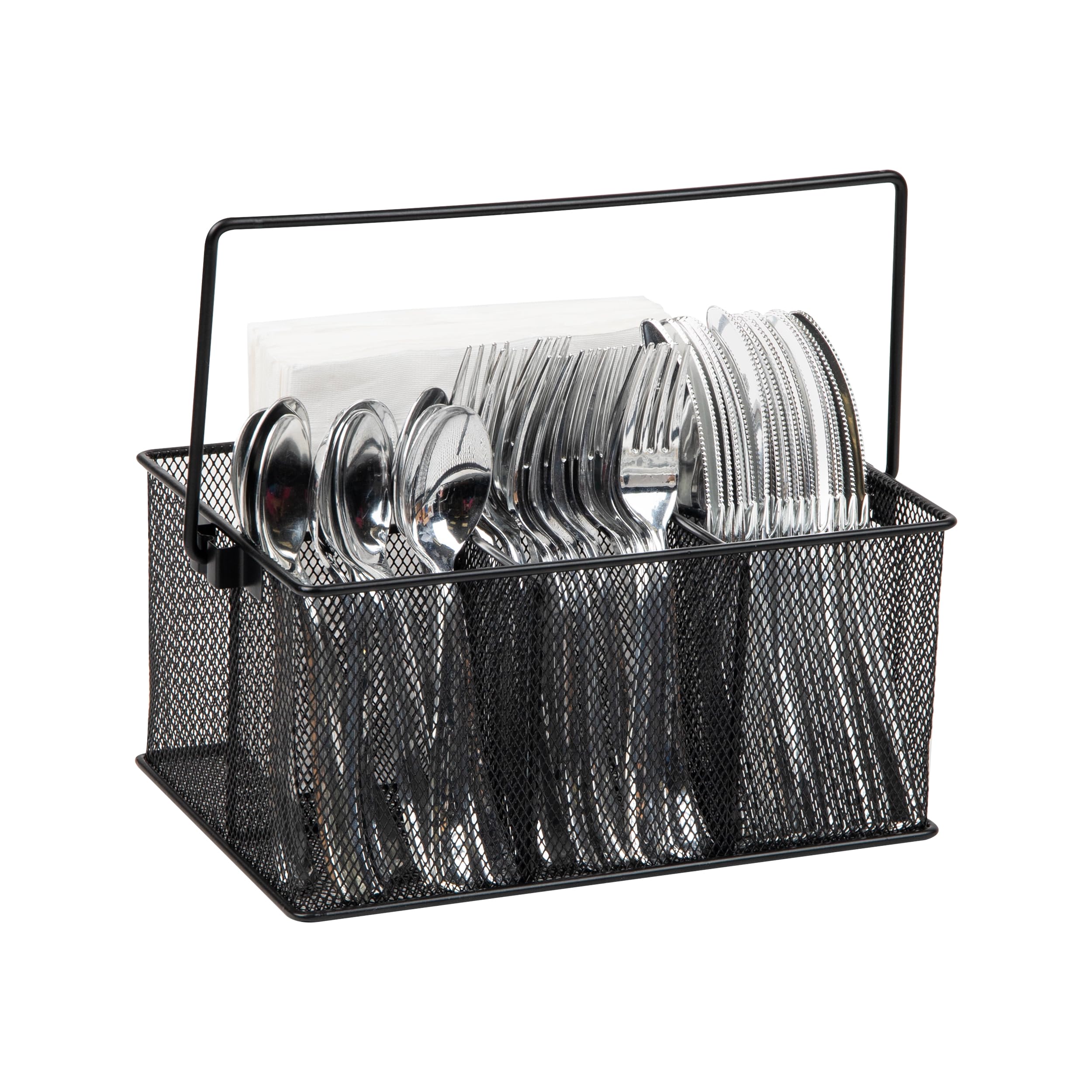 Photo 1 of Mind Reader Utensil Holder, Silverware Organizer, Caddy, Cutlery Holder, Kitchen, Metal Mesh, 10"L x 7"W x 4.75"H, Black