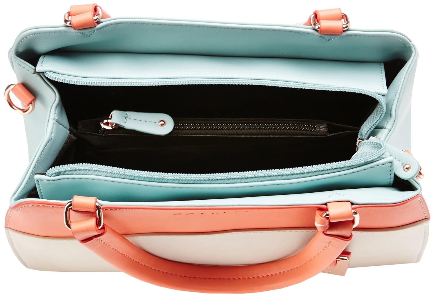 caprese norma women's satchel (peach, off-white and blue) ()