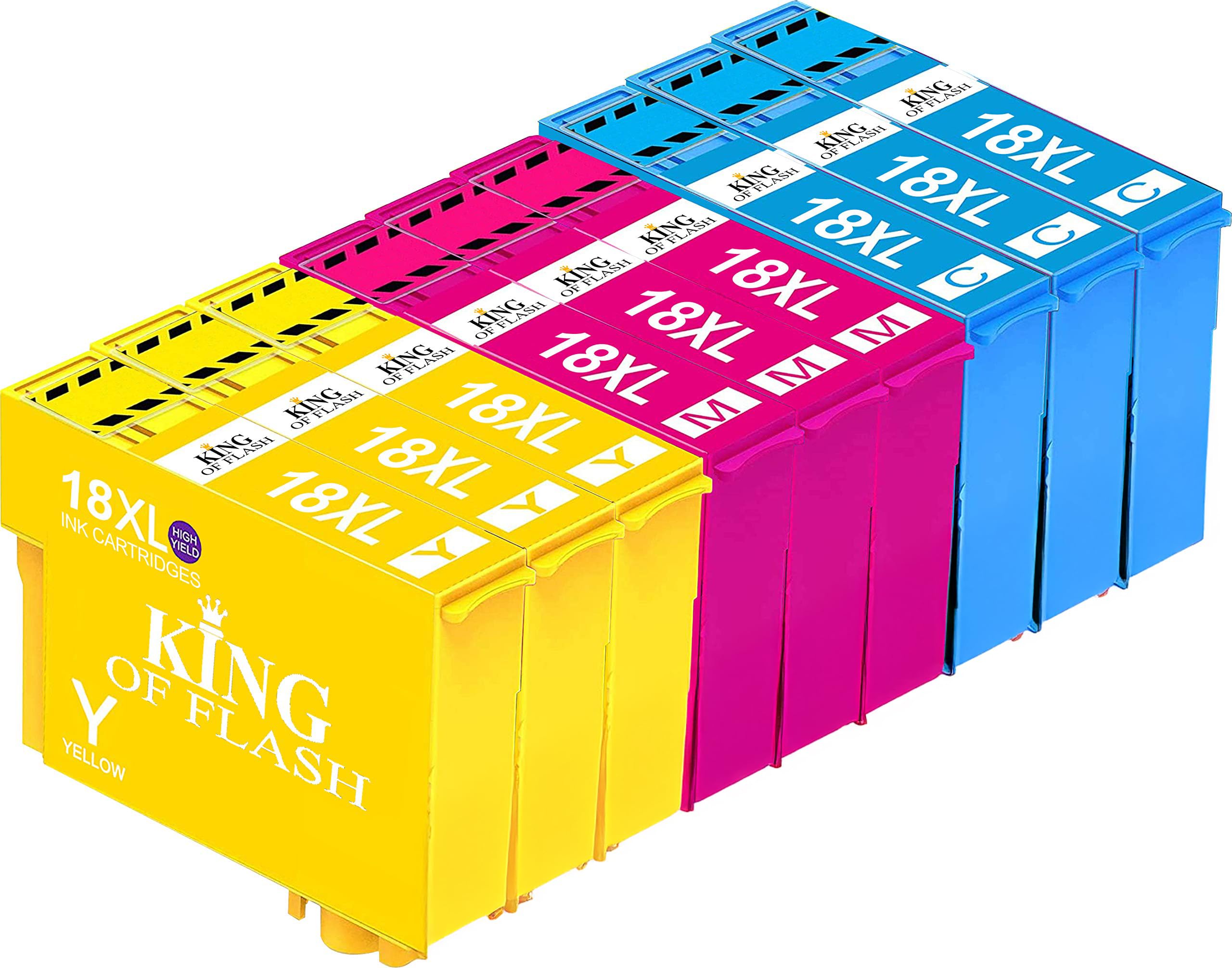 KING OF FLASH Replacement for Epson 18 18XL Ink Cartridges Compatible for Epson Expression Home XP-425 XP-422 XP-415 XP-412 XP-325 XP-322 XP-315 XP-312 XP-225 XP-215 XP-212 XP-405