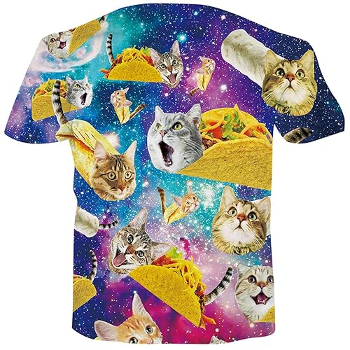 RAISEVERN Unisex T Shirt Lightweight Cool Taco Cat Short Sleeve