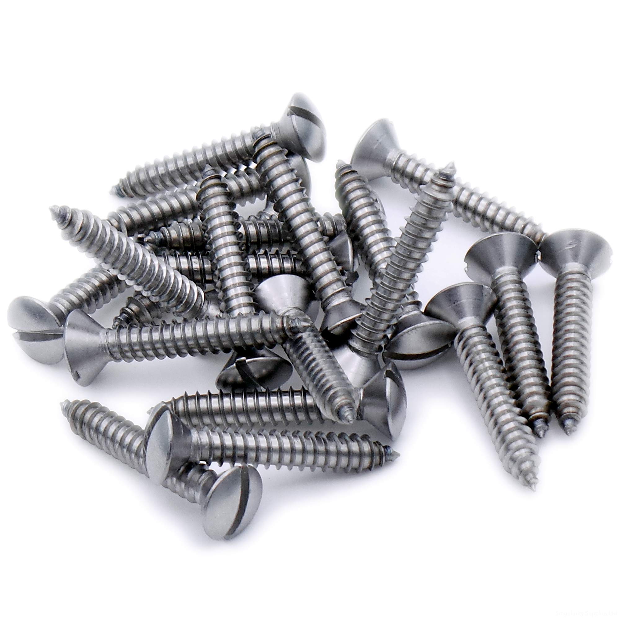 No.6 x 1.25 (3.5mm x 32mm) Slot Raised Countersunk Self-Tapping Screw - Stainless Steel (A2) (Pack of 20)