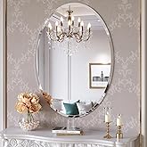 Mestikits Frameless Oval Mirror, 24x32 Inch Beveled Bathroom Mirrors for Over Sink, Tempered Glass Oval Mirrors for Vanity, Living Room, Bedroom, Entryway