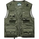 Oulivey Men's Lightweight Mesh Fishing Vest Utility Outdoor Multi-Pocket Hunting Cargo Vest