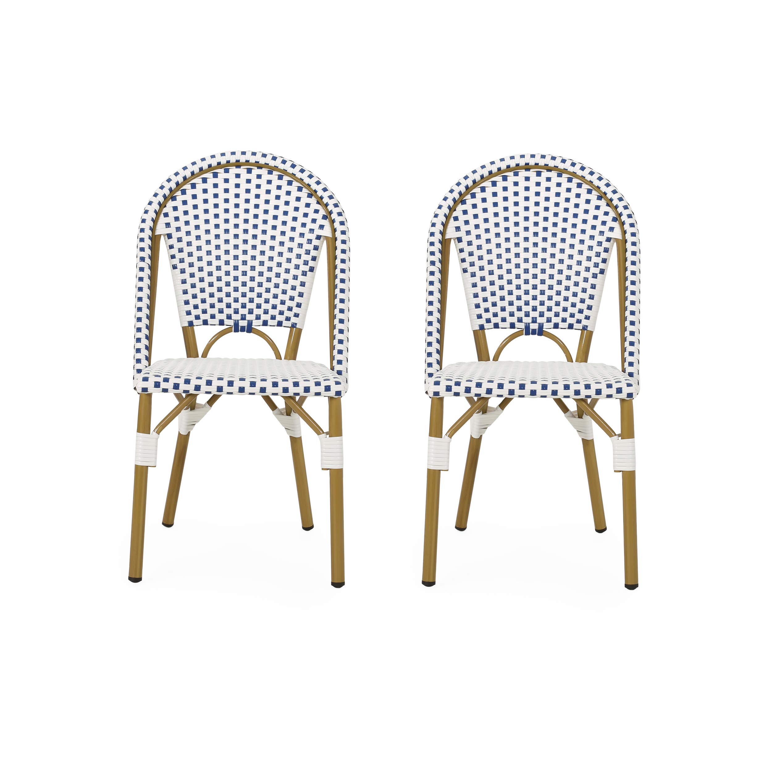 Photo 1 of ***ONLY ONE CHAIR***
Christopher Knight Home Philomena Outdoor French Bistro Chair (Set of 1), Blue + White + Bamboo Print Finish