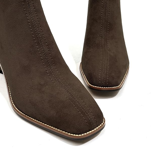 MOTIMODEN WOMENS BOOTIES LOW MID HEEL ANKLE BOOTS SQUARE TOE CHUNKY SHORT BOOTIES SIDE ZIPPER HEELED SHOES FOR WOMEN FALL WINTER