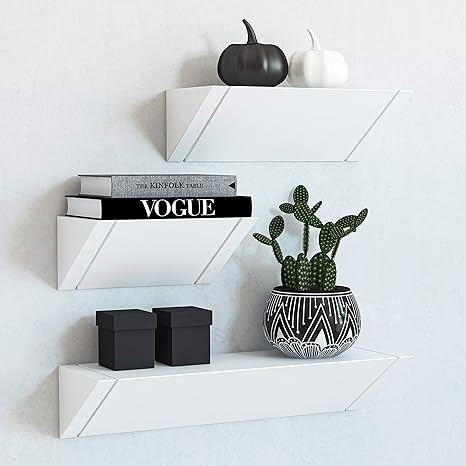 Fytz Design White Floating Shelves Wall Mounted Shelf Set Of 3 Floating White Shelves For Wall In Living Room Bedroom Bathroom Kitchen Dining Room And Office Amazon De Kuche Haushalt