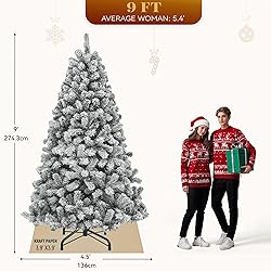 YITAHOME Prelit Snow Flocked Artificial Full