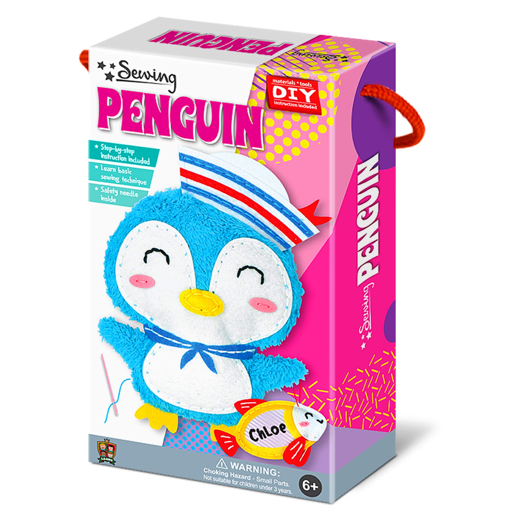 C.S. Kids Magic World DIY Personalised Sewing Kit - Penguin|Frist Sewing Arts & Crafts Gifts | Educational Sewing Kit for Kids | Sew Your Own Penguin (Safety Neddle & Instruction Included)