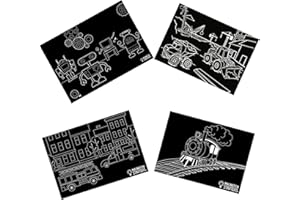 IMAGINATION STARTERS Chalkboard Coloring Mat Set of 4- Action- Construction, Robots, Fire Truck & Train