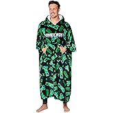 Minecraft Hoodie Blanket for Men and Teenagers - Cosy Oversized Fleece Hoodie One Size Sherpa Hood - Gifts for Men