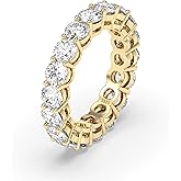 VISDIV 4mm 925 Sterling Silver Rings Gold Engagement Wedding Band Eternity Cubic Zirconia Round Simulated Diamond Stackable Ring for Women