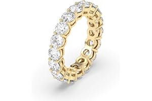 VISDIV 4mm 925 Sterling Silver Rings Gold Engagement Wedding Band Eternity Cubic Zirconia Round Simulated Diamond Stackable Ring for Women