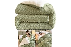 FEEKE 79" x 91" Thickened Super Soft Insulation Hibiscus Winter Quilt - Breathable Warm Bed Comforter - Cashmere Hibiscus Double Fabric - Fluffy Plush Double Sided Velvet Blanket Quilt for Cold Weather