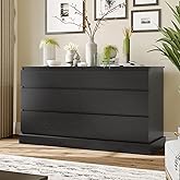 EPHEX 6 Drawer Dresser, Black Chest of Drawers, Storage Tower Clothes Organizer Closet, Double Dresser for Bedroom, Living Room, Entryway, 51.6''H x 15.7''W x 29.3''H