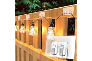 AFFAVON 50pack Hooks for Outdoor String Lights Clips with Adhesive Strips - Waterproof, UV-Resistant, No-Damage, Tool-Free Installation for Christmas, Patio,Garden Balcony Decor,Cable Holders for Hanging