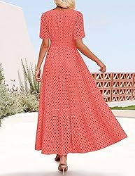 ZESICA Women's 2025 Summer Short Sleeve Maxi Dress