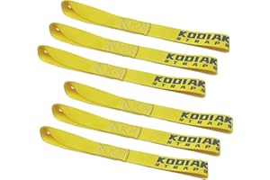 Soft Loop Tie Down Straps - 1.5 x 18 inches- 10,000 lb Load Capacity - Yellow 6 Pack - Loops for Securing ATV, UTV, Motorcycles, Scooters, Dirt Bikes, Lawn & Garden Equipment by KODIAK STRAPS
