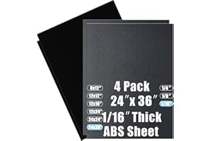 PINZIREN ABS Plastic Sheet 1/16 Inch Thick 24" x 36" (4-Pack),Two-Sided Heat Moldable Panel (Thermoplastic Textured Front & Smooth Back), Black Thermoform Board Great for DIY Projects, Decor, Handcrafts