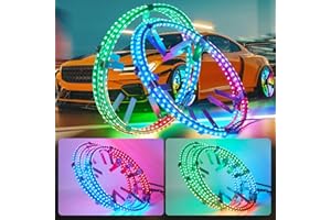 DOAUTO 4X 14 Wheel LED Chasings Flows 516-LED L/R Brake & Turn Signal Underglow 2-Row Rim Ring Light Strips, Dream Colors Neon Accent Kit 12V (Rotor Caliper Pad Dia.≤13", 17"≤Hub Inner Lip Dia.≤18")