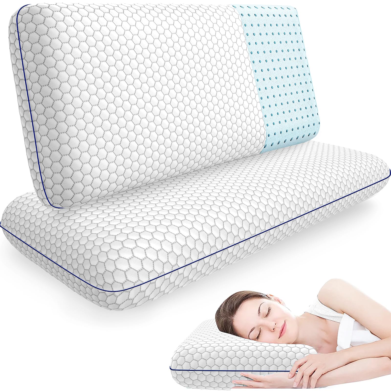CushyOasis Memory Foam Pillows for Side, Back and