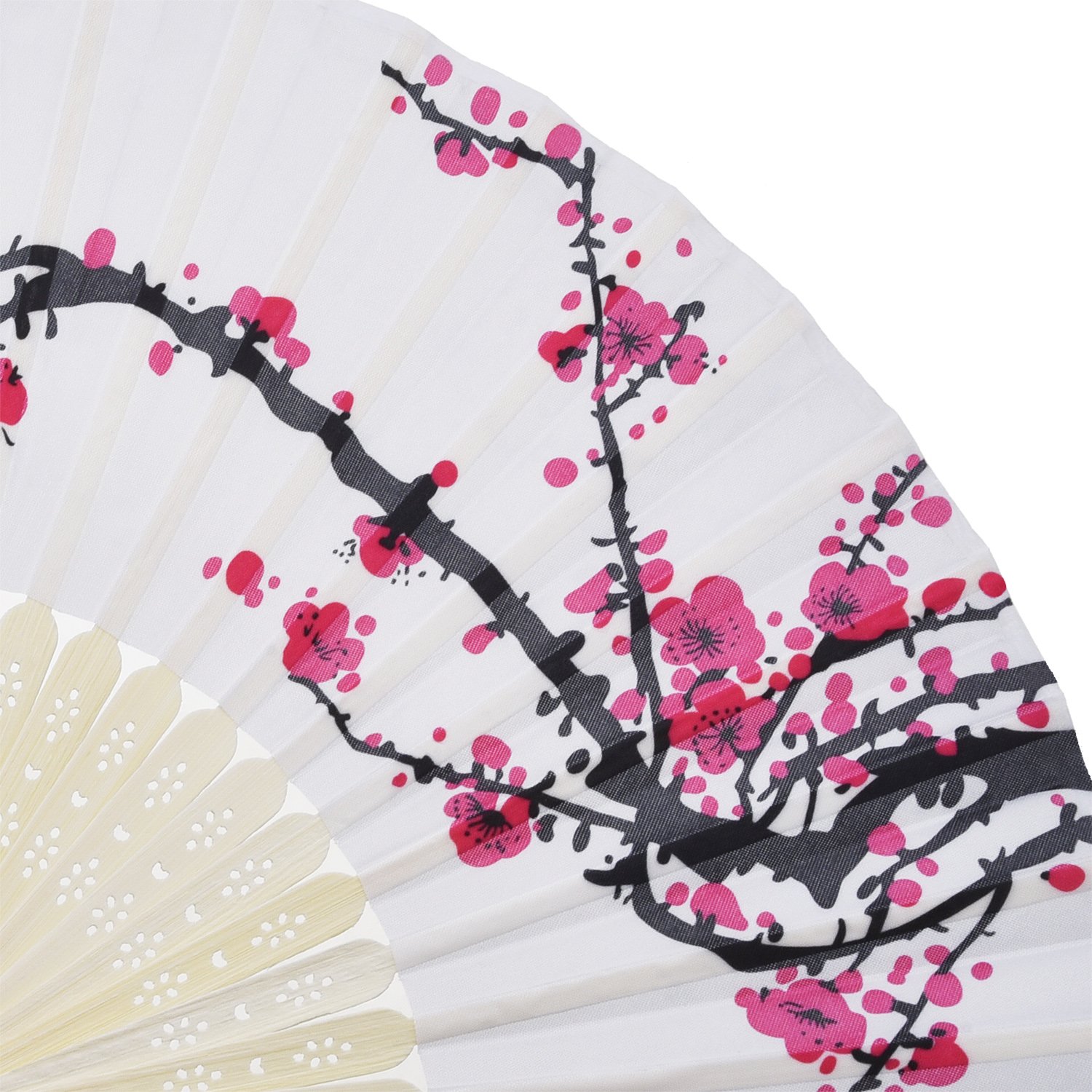 Hotop 2 Pieces Handheld Fans Silk Folding Fans with Bamboo Frames Handheld Portable Chinese Style Crafts for Dancing Photography Props Home Wedding Party Decor(Cherry)