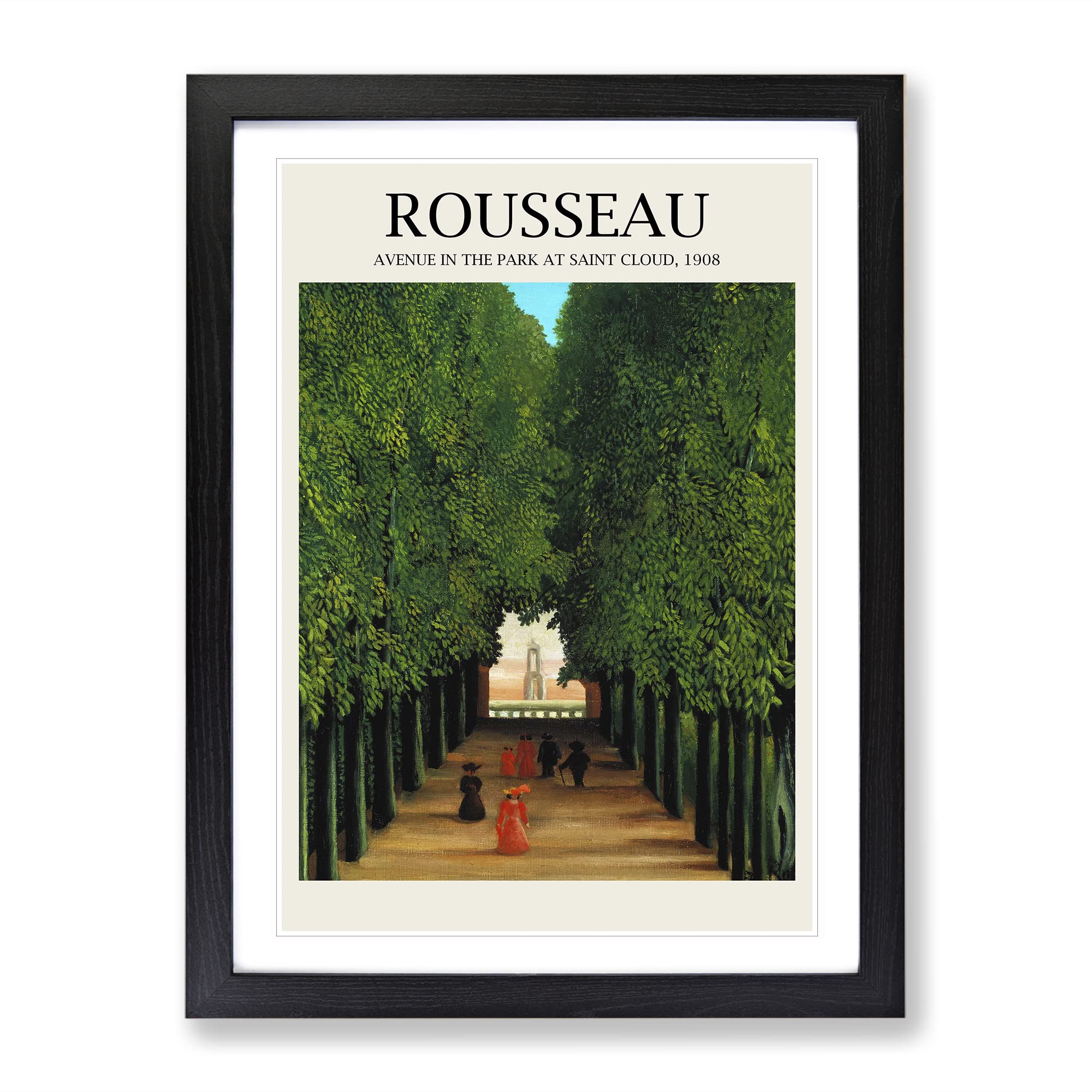 The Avenue In The Park By Henri Rousseau Exhibition Museum Painting Framed Wall Art Print, Ready to Hang Picture for Living Room Bedroom Home Office Décor, Black A4 (34 x 25 cm)