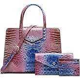 Makcr Joacbv Women Embossed Pattern Satchel Handbags Wallet 3 pcs Set Crossbody Tote Top Handle Vegan Leather Ladies Bag | Embossed Pattern, 3 pcs Set, Crossbody, Tote, Top Handle, Bag