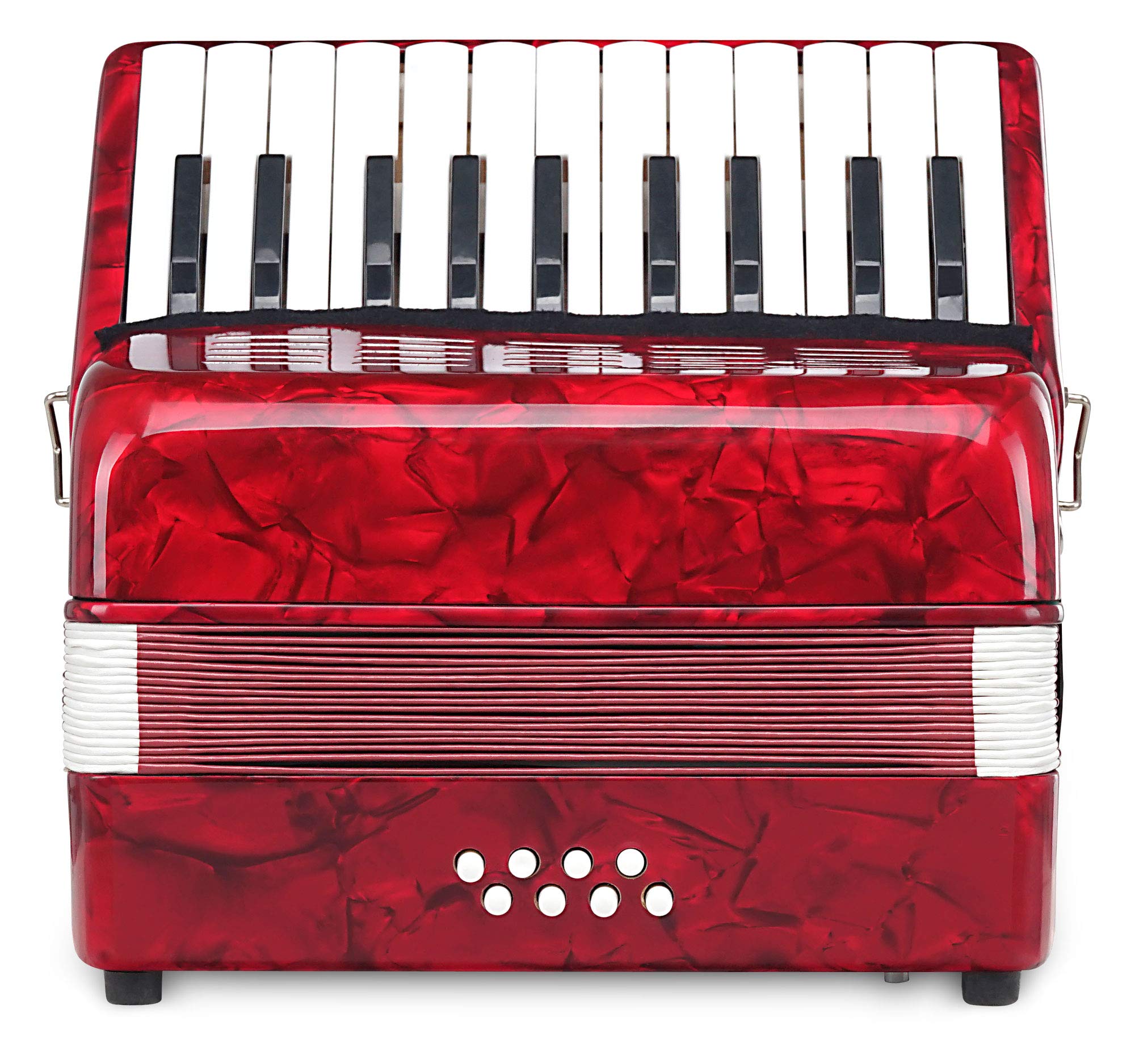 Classic Cantabile Secondo Junior 8 Bass Accordion 22 Treble Keys Eight Bass Keys with Strap and Gig Bag Red