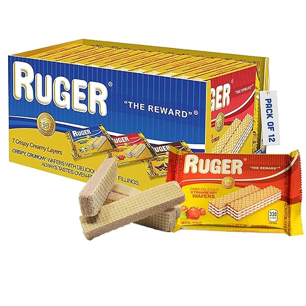 RUGER WAFERS AUSTRIAN STRAWBERRY WAFERS, 2.125 OUNCE (PACK OF 12) – DELIGHTFULLY CRISP AND CREAMY STRAWBERRY TREATS WITH NATURAL INGREDIENTS AND EXTENDED FRESHNESS, IDEAL FOR SNACKING, DESSERTS, AND ANYTIME ENJOYMENT