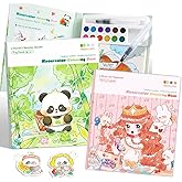 2 Pack Paint with Water Coloring Books for Toddlers, Watercolor Painting Sets for Kids Ages 3-5 4-8, Arts and Crafts Drawing Activities Toy Birthday Gift for Boys Girls