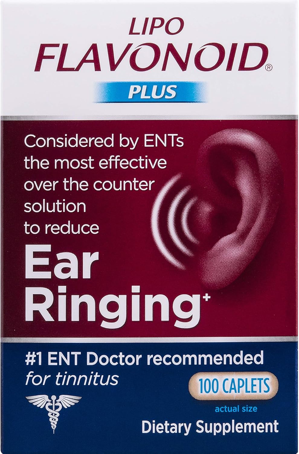 Lipo-Flavonoid Plus Ear Health Supplement | 100 Caplets | #1 ENT Doctor Recommended for Ear Ringing | Most Effective Over the Counter Tinnitus Treatment: Health & Personal Care