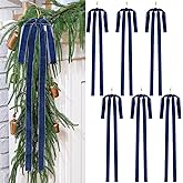 Janinka 6 Pcs Haze Blue Velvet Ribbon Bows Christmas Tree Decorations 23.5x15.5 Inch Rustic Large Velvet Christmas Swag Ornaments Staircase Wreath Bows Vintage Tree Topper Bow