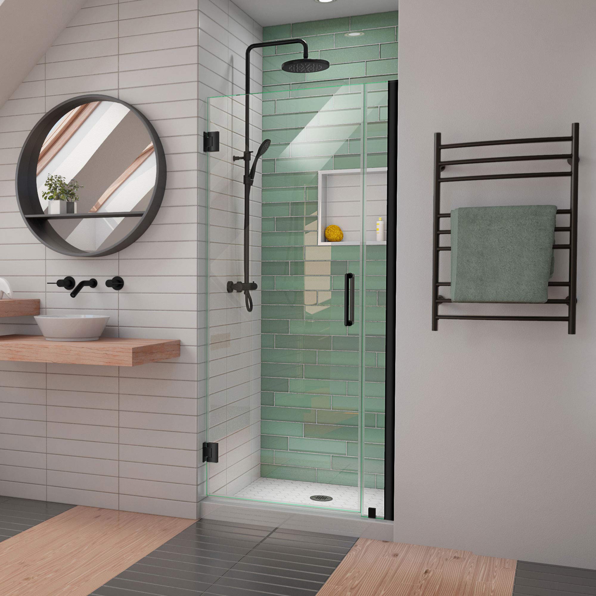 Photo 1 of **PARTIAL HARDWARE SET ONLY/BOX 1 AND 3 OF 4 ONLY***DreamLine Unidoor-LS 33-34 inch W x 72 inch H Frameless Hinged Shower Door in Matte Black