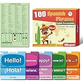 100 Spanish English Bilingual Phrases with English Prounciation Educational Flash Cards and Phrases Chart Learning Resource for Spanish Learner or Traveller Double-Sided 100 Cards (Each 4.4" X 2.8")