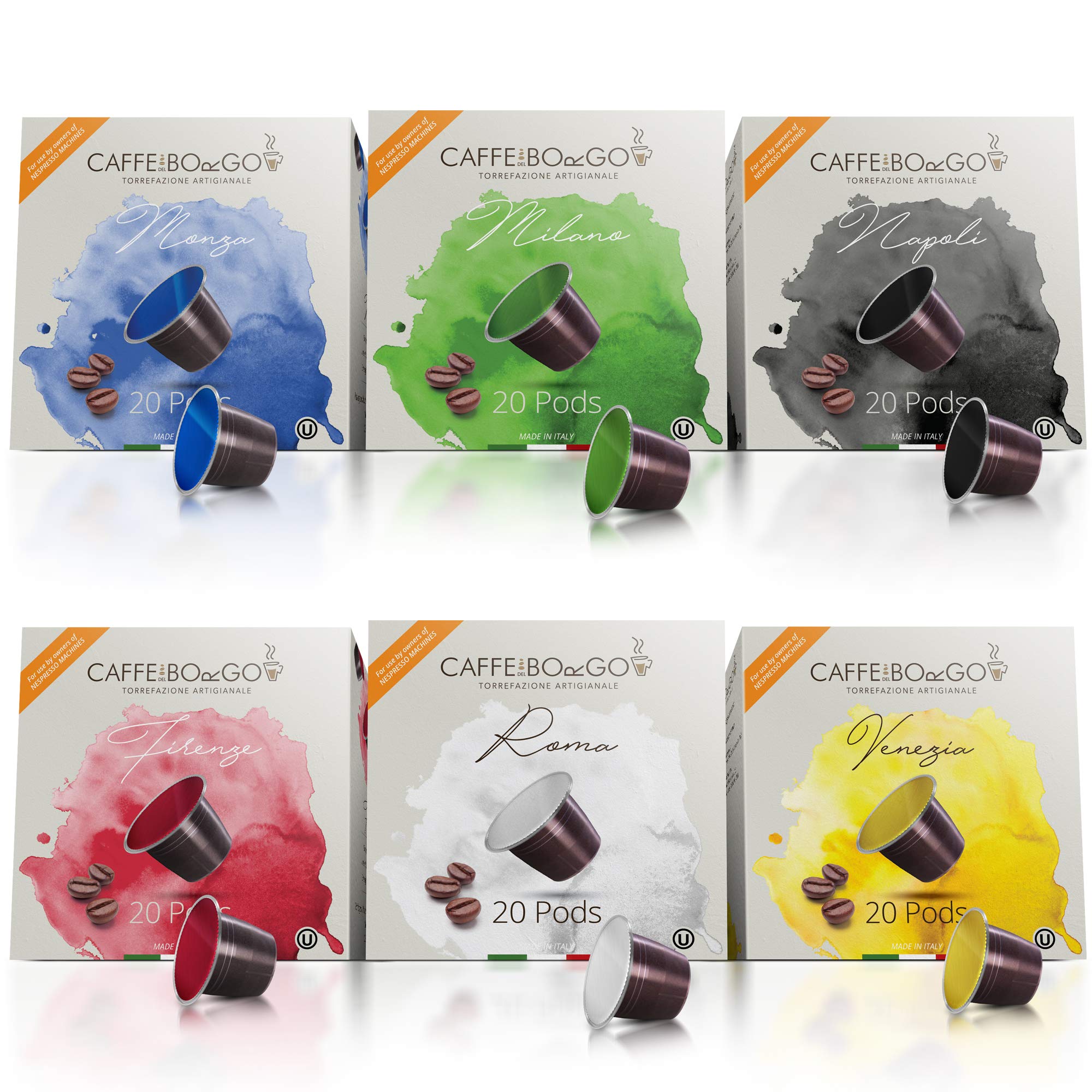 Nespresso Compatible (120 Count) Italian Espresso Capsules — 6 Flavor