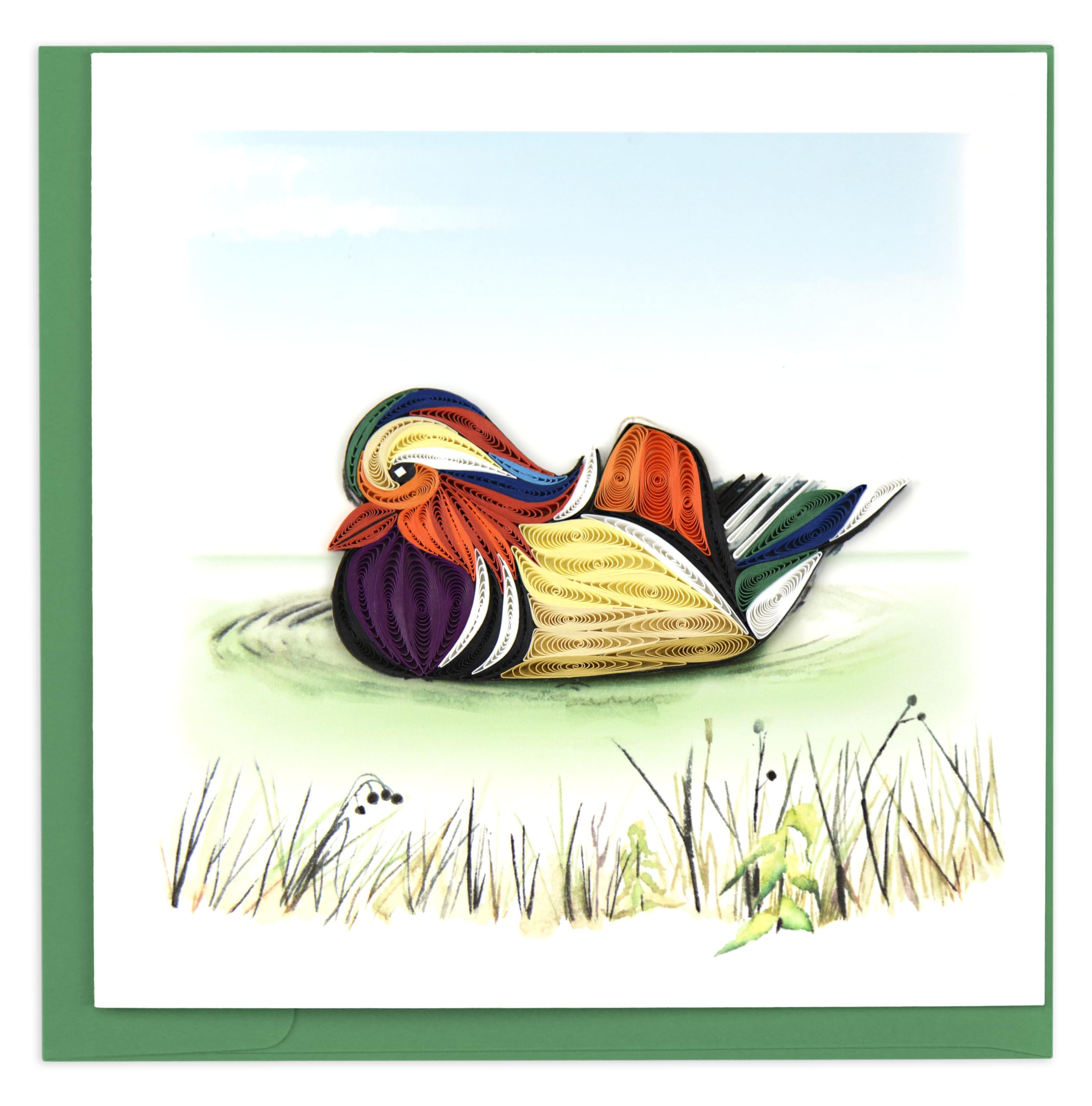 Quilling Mandarin Duck Ducky Delight! Hand-Finished Art Greeting Card Frameable Art - Suitable for Framing in a Card Frame - by The Quilling Card Company