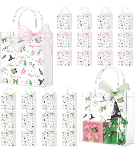 12x Hexenhut-Geschenktüten Transparent Mit Griff – Party-Tragetaschen Für Halloween & Feste
