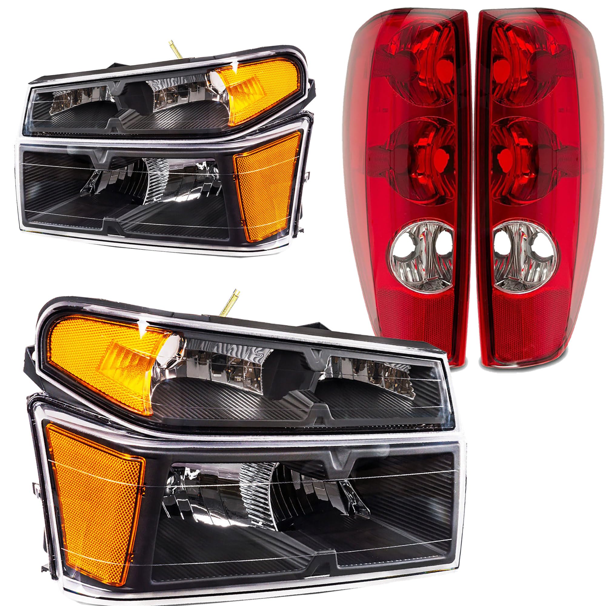 Photo 1 of ATOMTEC Headlight and Taillight Assembly Fit For 2004-2012 Chevy Colorado GMC Canyon Black Housing Amber Reflector with Red Tail Light GM2502234 GM2503234