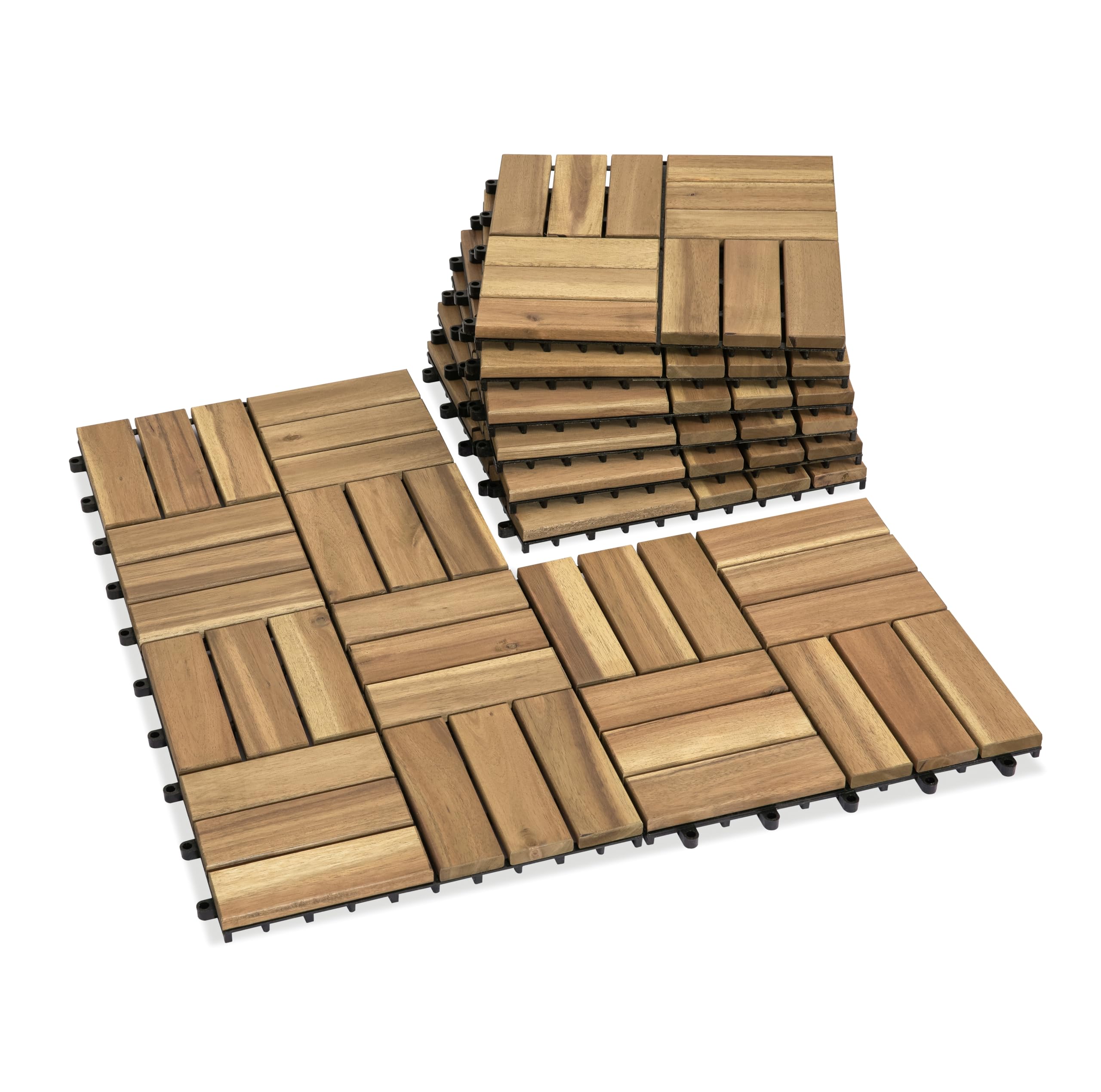 Photo 1 of ***SLIGHTLY WORN ON THE METAL, SELLING FOR PARTS, FINAL SALE***VICTORY RELAX Acacia Wood Decking Tiles 9PCS - Easy Snap Interlocking Deck Tiles for Patio Poolside Balcony Decor - All Weather Waterproof Flooring for Indoor & Outdoor (Round Joints)***SLIGHT