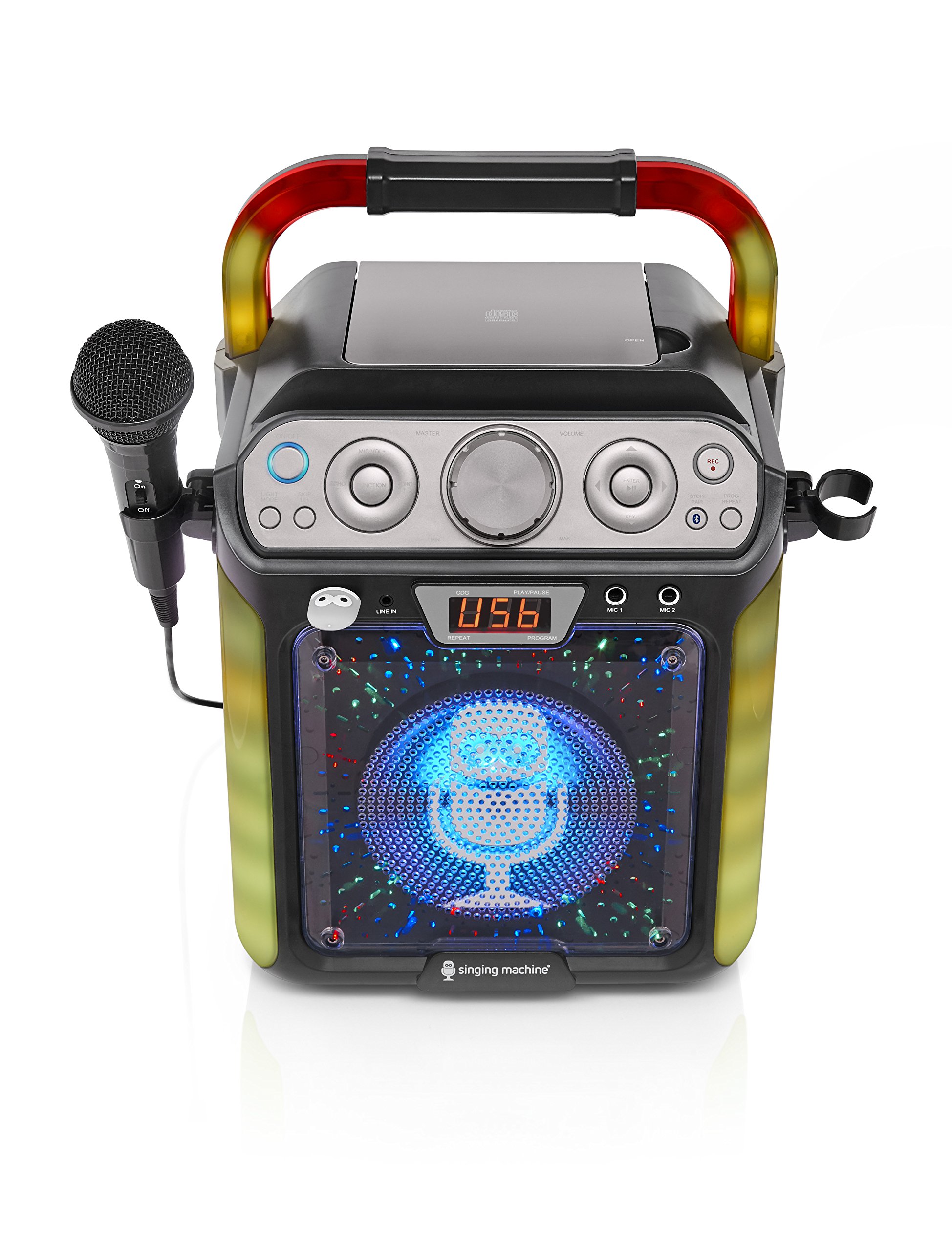 Singing Machine SML682BTBK Groove Cube Karaoke Player with Bluetooth and Echo Control, Battery Powered, Black
