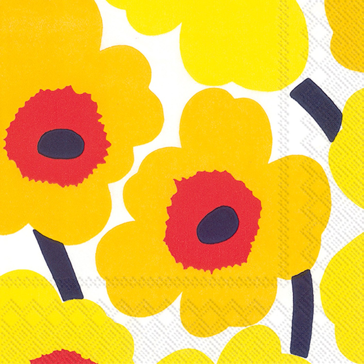 Boston International L552671 Ihr Marimekko Floral Lunch Paper Napkins, 6.5 x 6.5, Unikko Dark Yellow