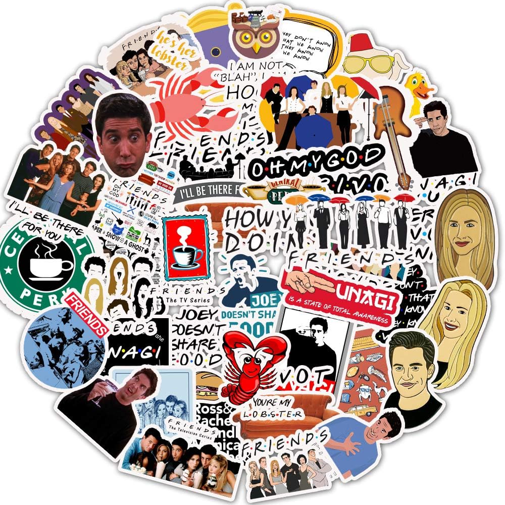 Friends Laptop Stickers Vinyl Waterproof - Decal Water Bottle Skateboard Guitar Travel Phone Case Door Luggage Car Bike Bicycle (50 pcs) Removable Not Repeat