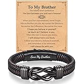 EFVISD Infinity Leather Bracelet for Men Him Boys, Engraved Love You Son Grandson Nephew Brother Dad Husband Uncle Christmas Valentines Fathers Birthday Easter Graduation Gifts
