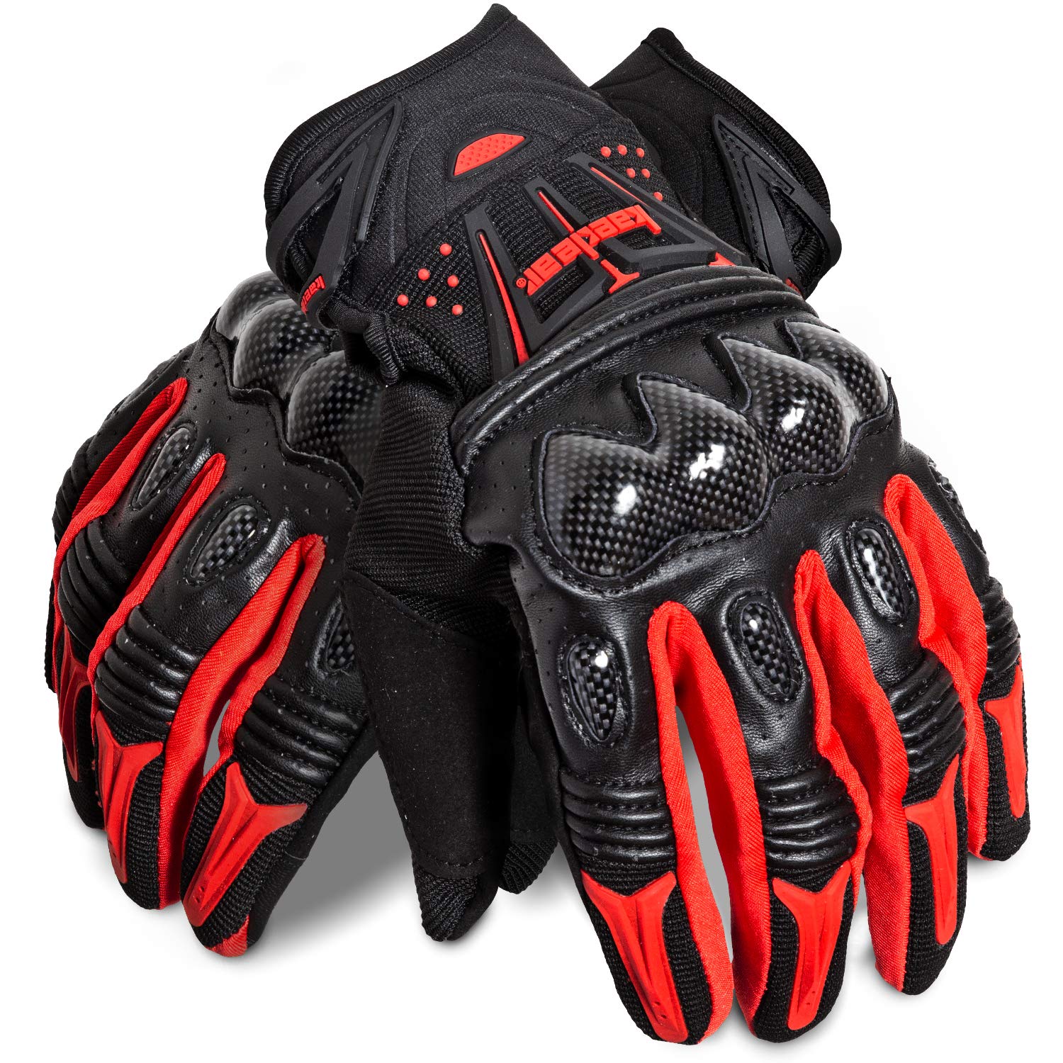 Kaedear(カエディア) バイク グローブ スマホ 対応 バイク用 ゴートスキン 本革 パンチング レザー カーボン プロテクター スマートフォン タッチパネル 対応 すべり止め 春夏秋用 耐衝撃 通気性 メンズ KDR-GL1 (レッド, XL)商品画像