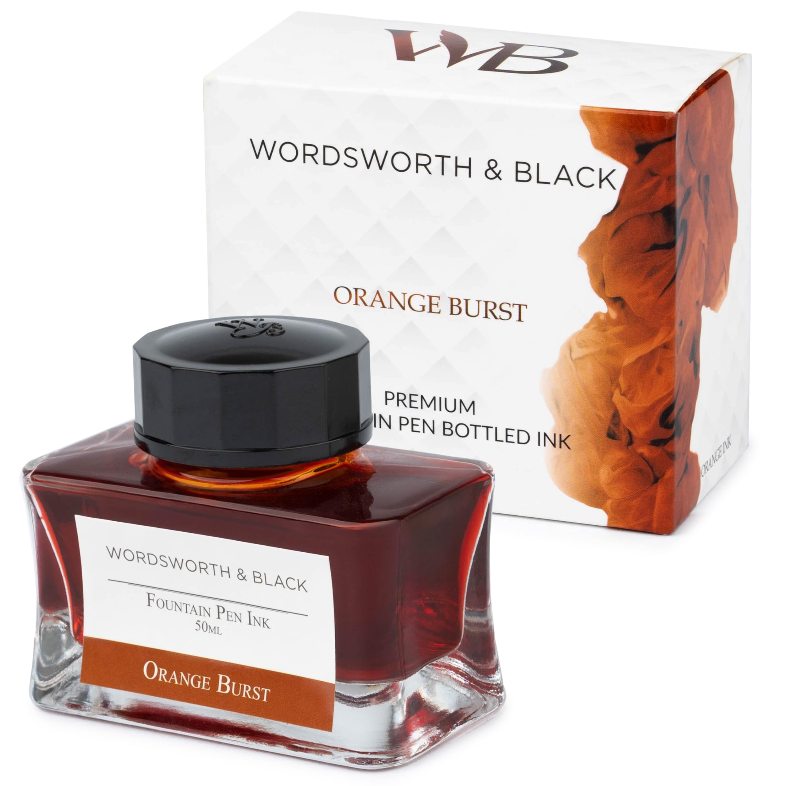 Wordsworth and Black Fountain Pen Ink Bottle (50 ml) Premium Luxury Edition, [Orange] Fountain Pens Bottled Ink; Classic Designed Bottle Smooth Flow 50 ml