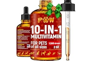 GOLDEN PAW Cat Multivitamin B, C, & D3 – Liquid 10 in 1 Multivitamin for Dogs – Dog Vitamins and Supplements to Help with Allergies & UTIs – Cat Vitamins for Skin & Coat – Glucosamine for HIPS & Joints – 2 Oz