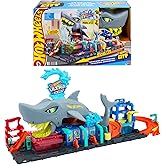 Hot Wheels City Ultra Shark Car Wash &amp; Color Reveal Toy Vehicle | Includes 1:64 Scale Car with Surprise Initial Deco Reveal &amp; Repeat Color Changes in Icy Cold or Very Warm Water