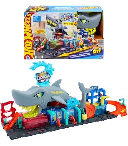 Amazon.com: Hot Wheels Color Shifters Sharkport Showdown Playset