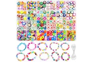 EMUFOOK 1000pcs Bracelet Making Kit 22 Colorful Styles Beads for Friendship Bracelet Jewelry Making Kit with Letter Beads Bow/Animal/Fruit/Cake/Cat Paw/Flowers Beads Childlike Beading Set