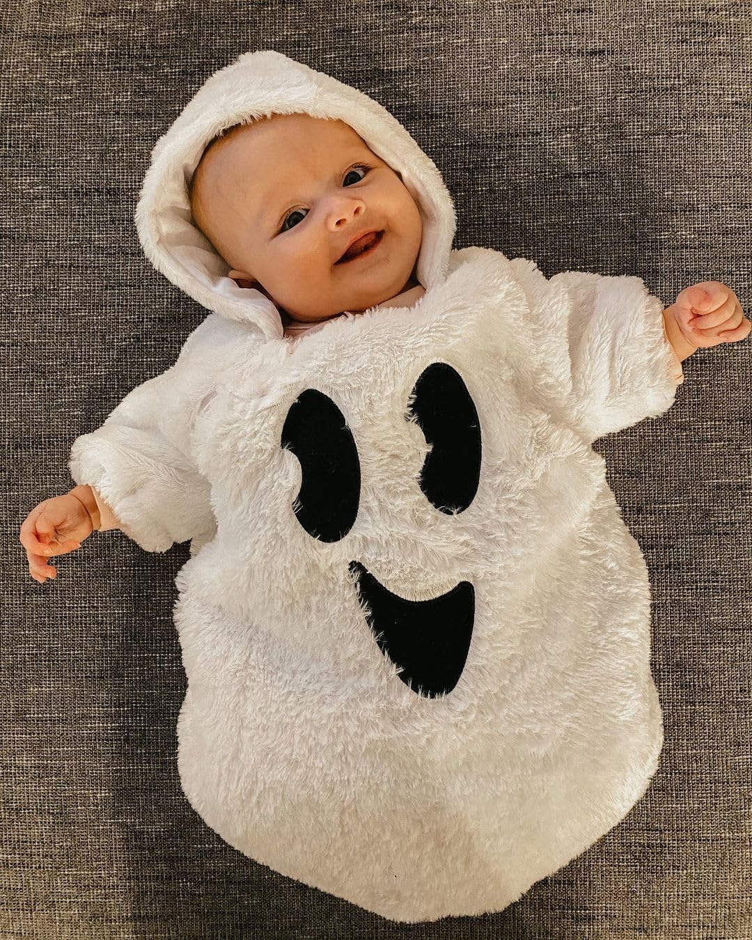 Infant Baby Girl Boy Halloween Outfits Long Sleeve Jumpsuit Ghost Romper One Piece Fall Winter Hoodie Bodysuit